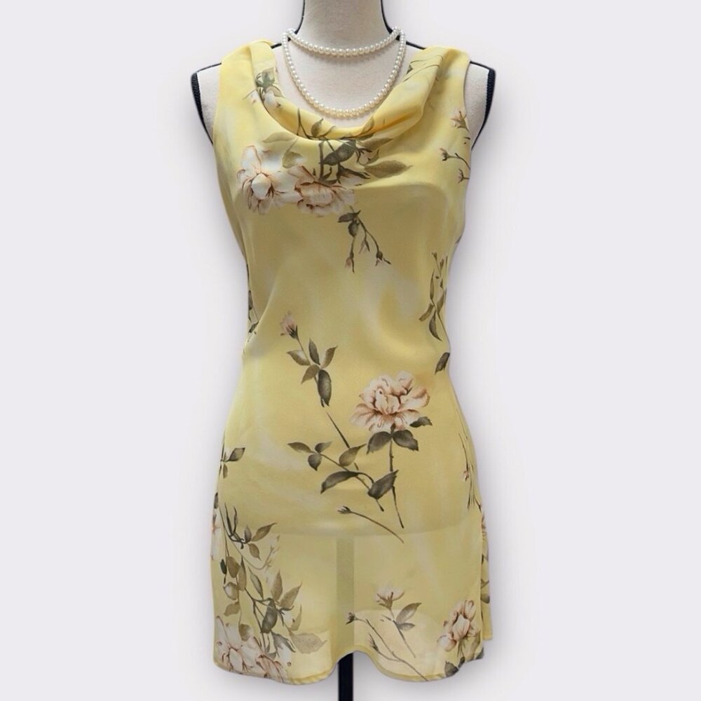 Dress U by Sharon Vintage Womans Sleeveless Butter‎ Yellow Floral Dress Size 7/8